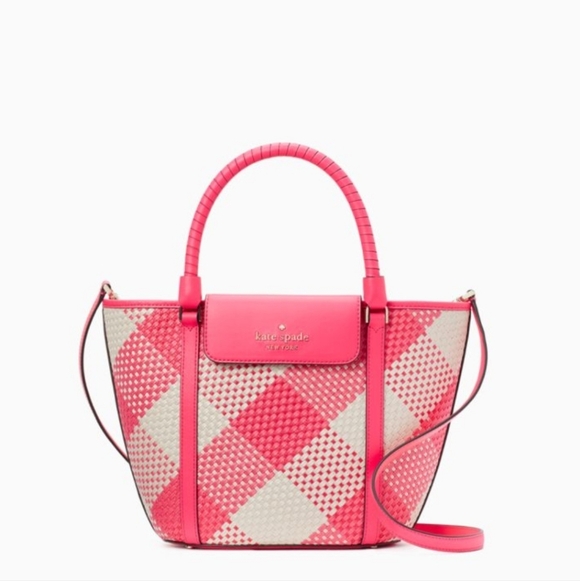 Kate Spade Cruise Gingham Medium Tote Wild Rose